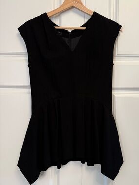 MICHAA Black Peplum Top Asymmetrical Hem Structured Sleeveless Size S